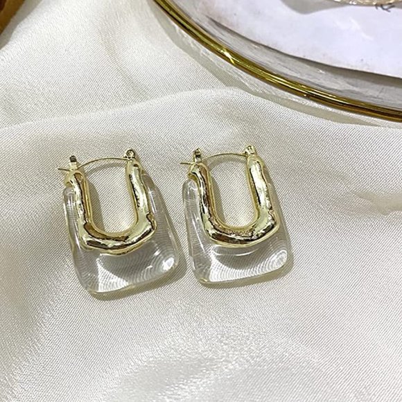 Anthro Gold and White statement earrings - Picture 4 of 5